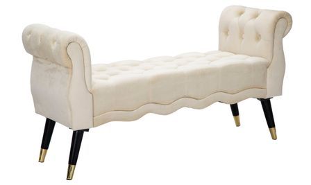Banc Paris crème velours doré design glamour