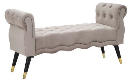 Banc Paris gris velours doré design glamour