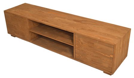 Banc TV bois massif de Pin miel vernis mat Kirel 100 cm