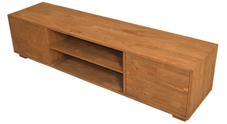 Banc TV bois massif de Pin miel vernis mat Kirel 160 cm