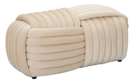 Banc velours crème design cosy élégant moderne