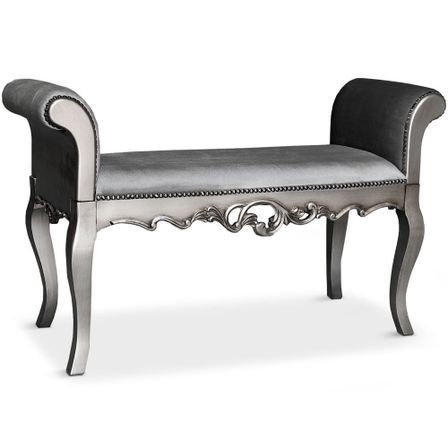 Banquette baroque assise velours Gris