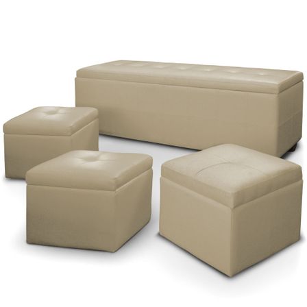 Banquette beige avec 3 poufs Kenzo