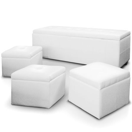 Banquette blanche avec 3 poufs Kenzo
