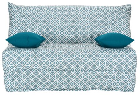 Banquette BZ 140x190 cm tissu flocons bleu matelas 12 cm City essentiel