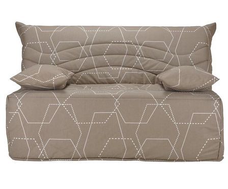 Banquette BZ taupe imprimé 120x190 cm Matelas Starconfort 12 cm Kadria