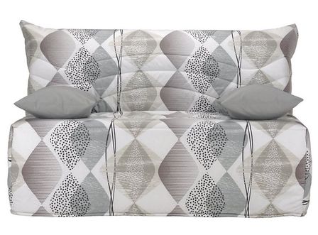 Banquette BZ taupe imprimé 160x200 cm Matelas Starconfort 12 cm Loza