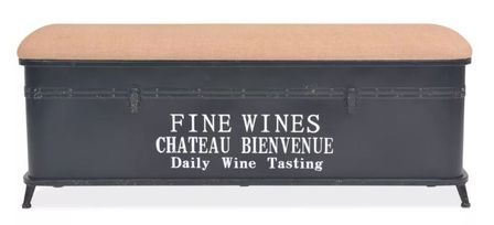 Banquette coffre assise lin et métal noir Tounia