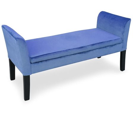 Banquette coffre velours bleu Iliana 114 cm
