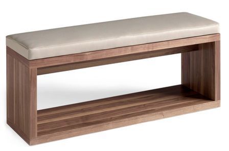 Banquette contemporaine bois noyer et simili taupe Sleeka