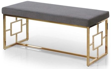 Banquette design velours gris et métal doré Morena