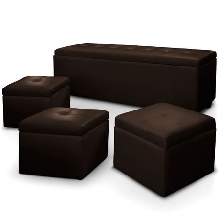 Banquette marron avec 3 poufs Kenzo