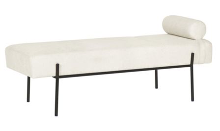 Banquette moderne en tissu et métal noir laqué BARCALO 140 cm