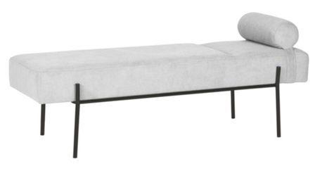 Banquette moderne en tissu et métal noir laqué BARCALO 140 cm