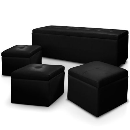 Banquette noir avec 3 poufs Kenzo