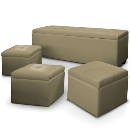 Banquette taupe avec 3 poufs Kenzo