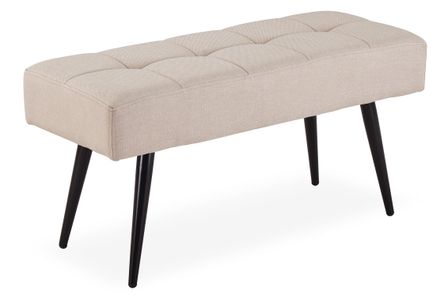 Banquette tissu beige et pieds bois massif noir Venyl 90 cm