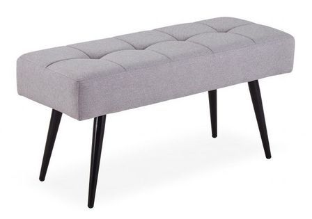 Banquette tissu gris clair et pieds bois massif noir Venyl 90 cm