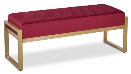 Banquette velours bordeaux et pieds métal doré Masson