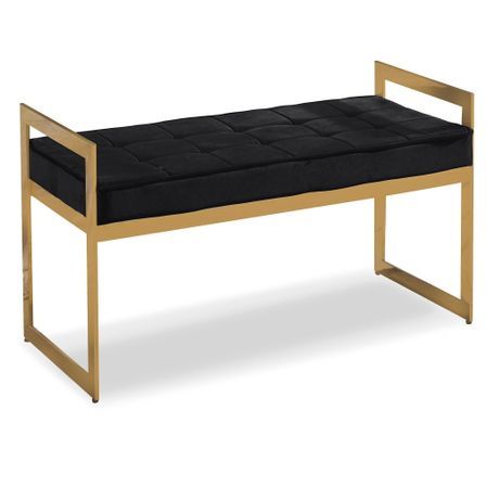 Banquette velours noir et pieds métal doré Talis
