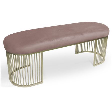 Banquette velours rose et pieds métal doré Melor