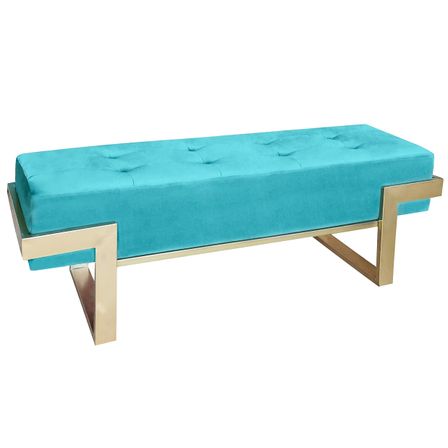 Banquette velours vert menthe et pieds métal doré Tanina