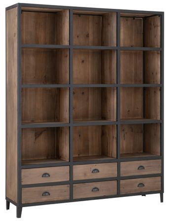 Bibliothèque 12 cases bois naturel Ana H 200 cm