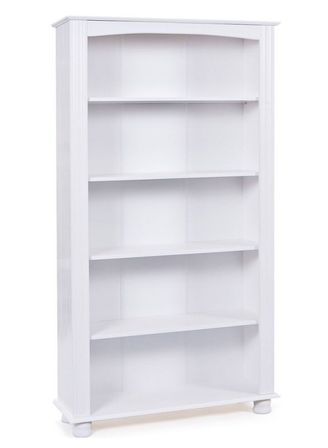 Bibliothèque 5 niveaux pin massif blanc Brito