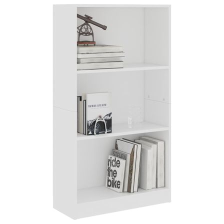 Bibliothèque à 3 niveaux Blanc 60x24x108 cm