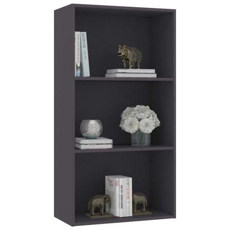 Bibliothèque à 3 niveaux Gris 60x30x114 cm