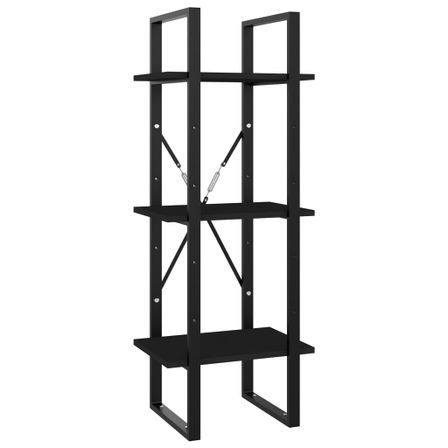 Bibliothèque à 3 niveaux Noir 40x30x105 cm