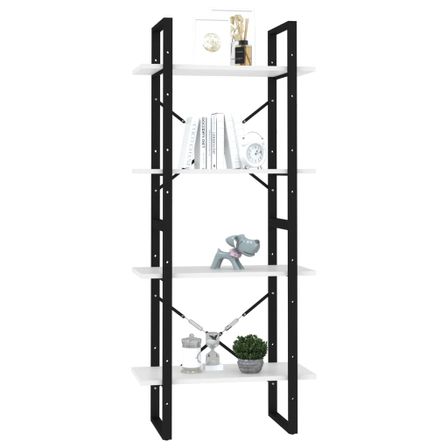 Bibliothèque à 4 niveaux Blanc 60x30x140 cm