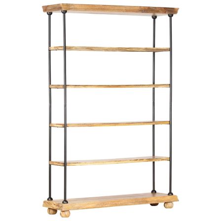 Bibliothèque à 5 niveaux 120x35x180cm Bois de manguier et acier