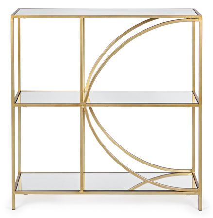 Bibliothèque acier doré 3 niveaux LEBO L 81 cm