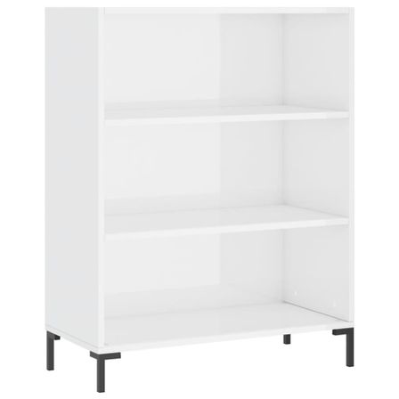 Bibliothèque blanc brillant 69,5x32,5x90 cm bois d'ingénierie