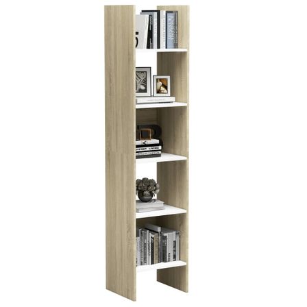 Bibliothèque Blanc et chêne Sonoma 40x35x180 cm