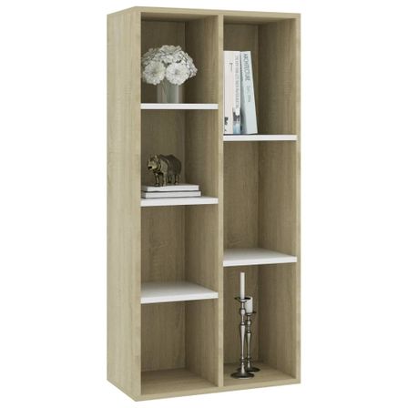 Bibliothèque Blanc et chêne Sonoma 50x25x106 cm