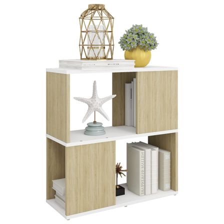 Bibliothèque Blanc et chêne sonoma 60x24x63 cm