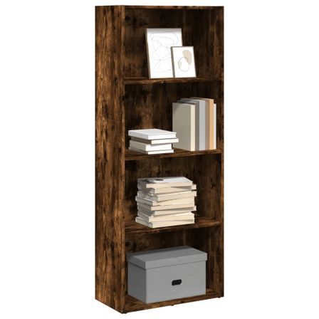 Bibliothèque chêne fumé 60x30x152 cm bois d'ingénierie