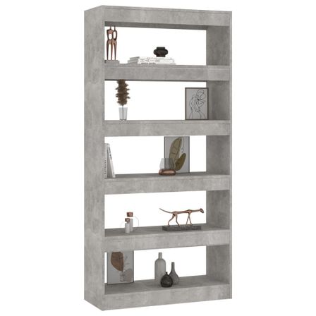 Bibliothèque de séparation Gris béton 80x30x166 cm
