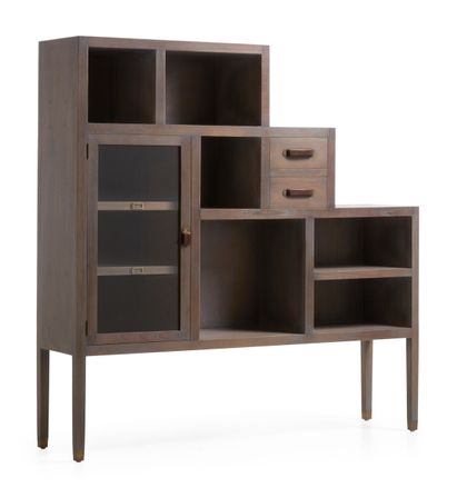Bibliothèque en bois massif de mindi marron Kazane 150 cm