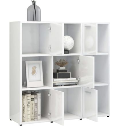 Bibliothèque étagère en bois Lozka 98 cm - 4 niches 5 portes