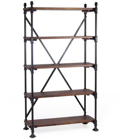 Bibliothèque industrielle KUBA – Bois de manguier & fer – 5 niveaux