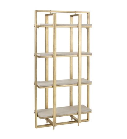 Bibliothèque manguier massif blanc et métal doré Narsh