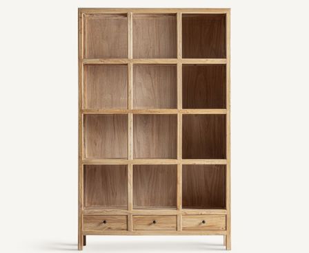 Bibliothèque modulable BRECEY – Style colonial, bois d’orme recyclé brun clair