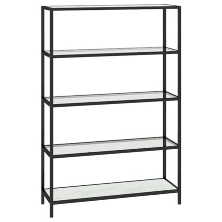 Bibliothèque Noir et marbre blanc 100x36x168 cm Verre trempé