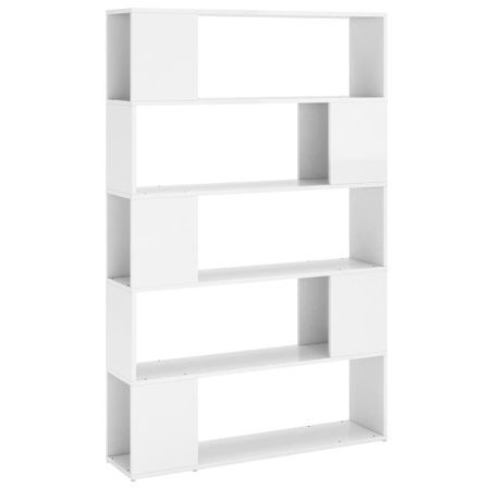 Bibliothèque séparateur de pièce blanc brillant bois ingénierie