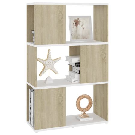 Bibliothèque/Séparateur de pièce Blanc chêne sonoma 60x24x94 cm
