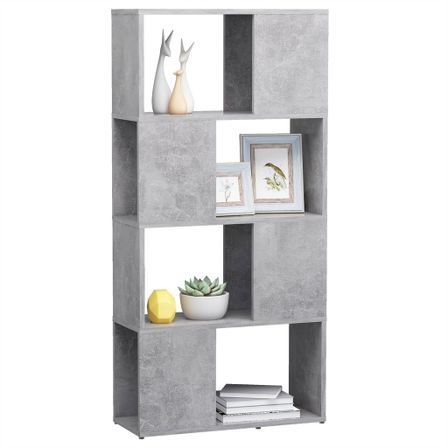 Bibliothèque/Séparateur de pièce Gris béton 60x24x124,5 cm