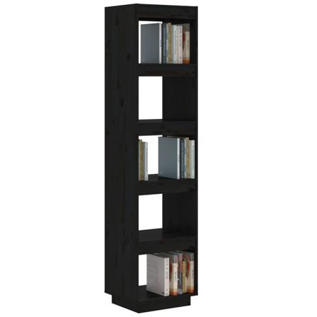 Bibliothèque/Séparateur de pièce Noir 40x35x167 cm Pin solide